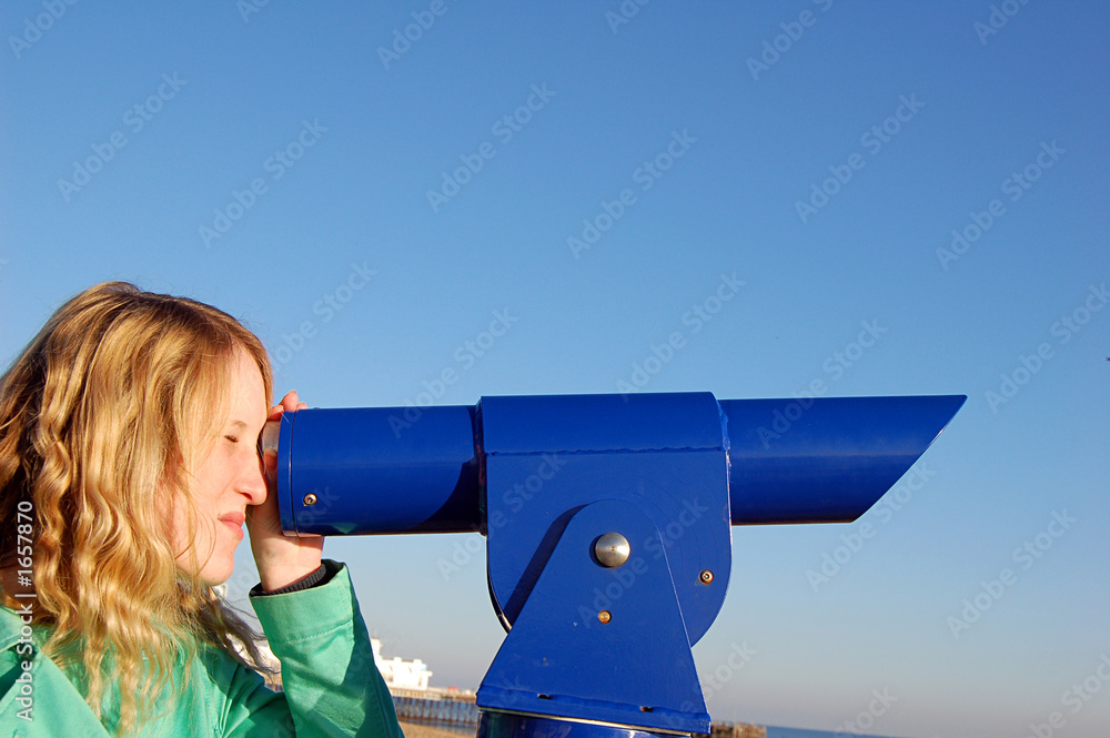 young women on a binocular 2