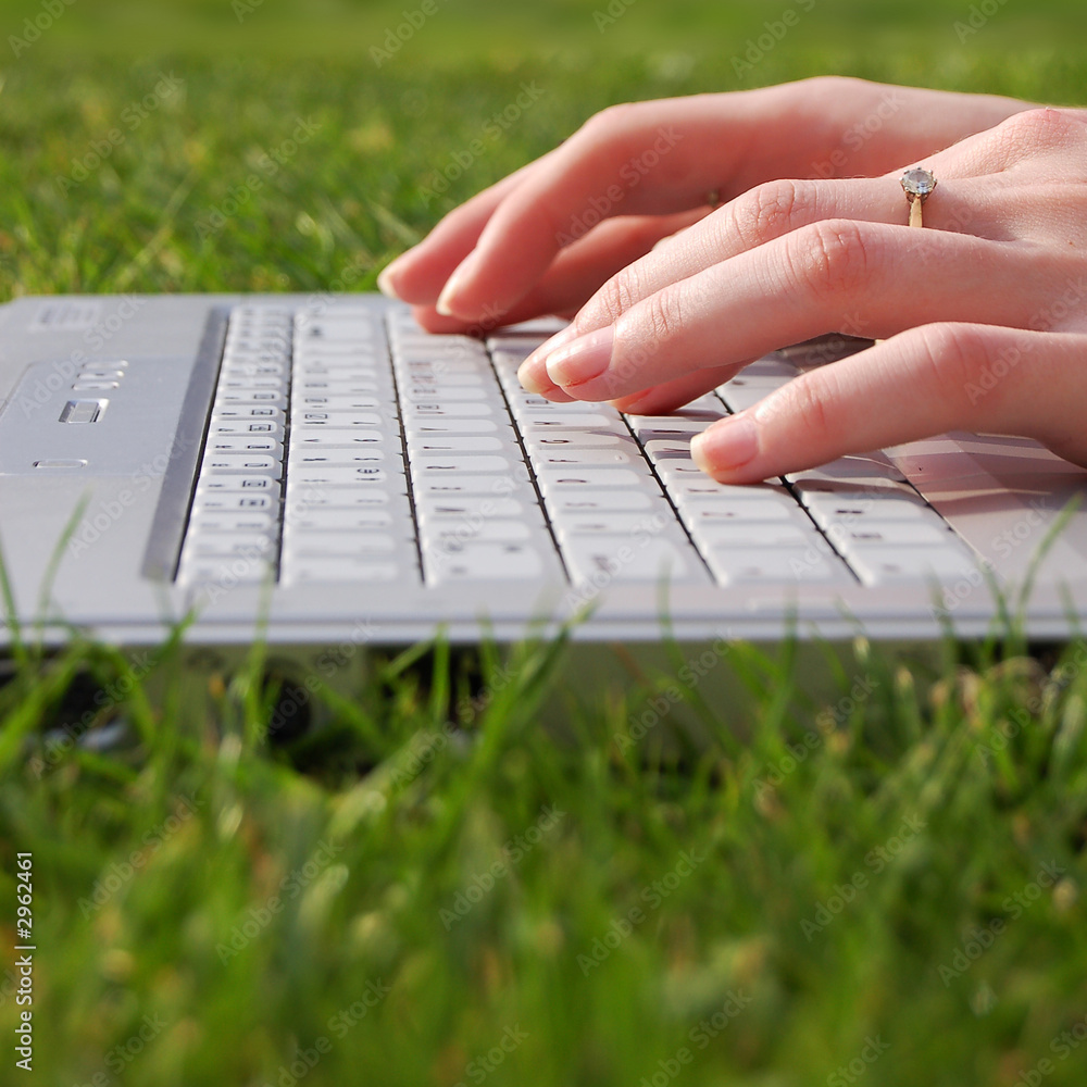 womens hands typing