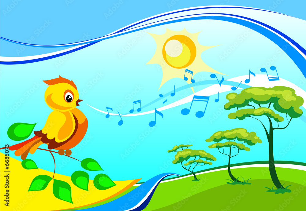 Landscape with a singing birdy 