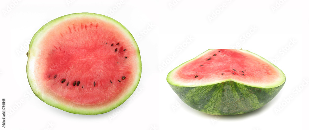 Watermelon cross section isolated on white background