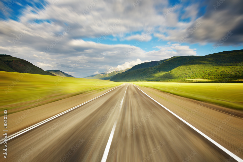 Empty road with motion blur