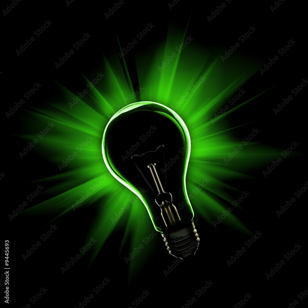 lamp with green light isolated