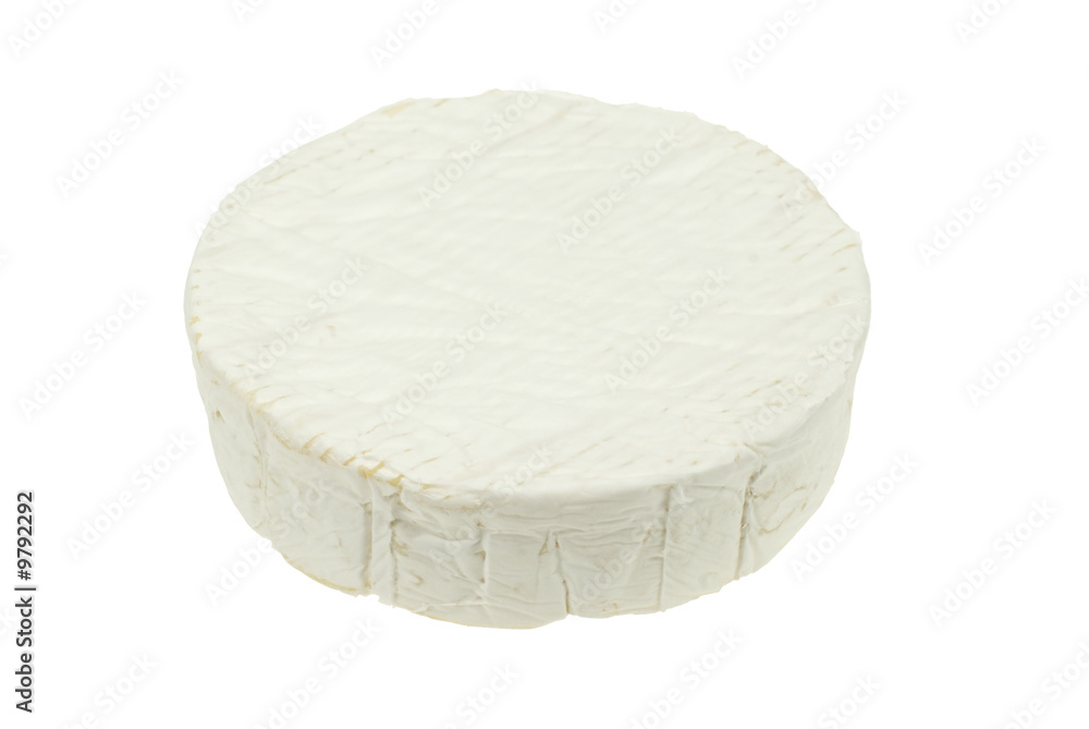 Round soft camembert cheese isolated on a white background