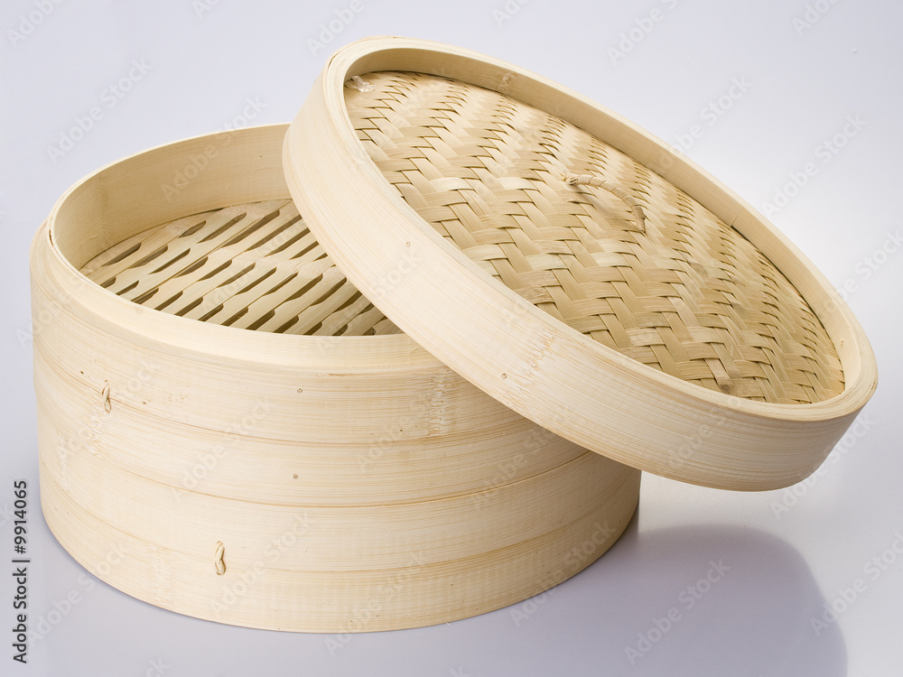 Bamboo steamer  on white background