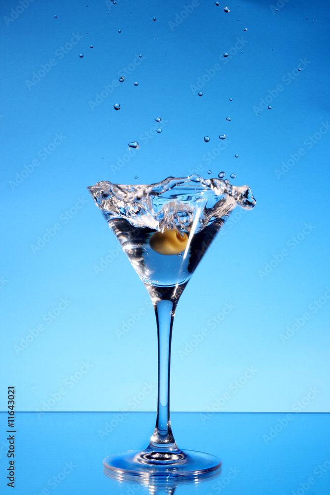 Splash martini on blue