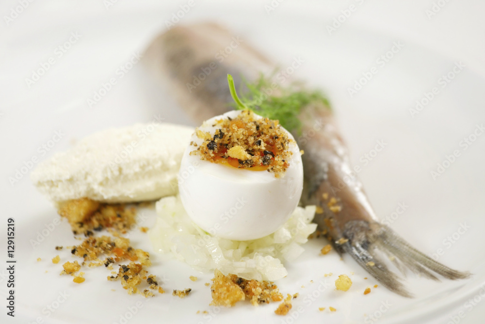 boiled egg with salted herring