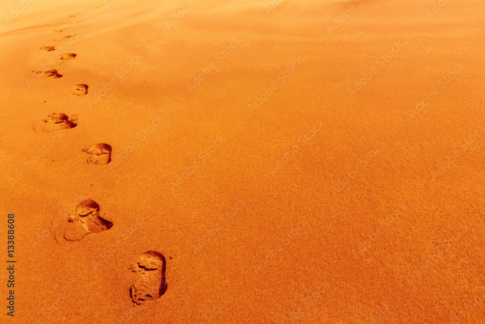 Footprints on sand dune