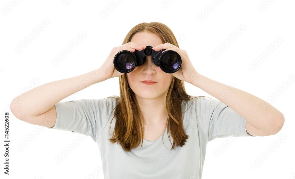 Woman looking into pair of glasses