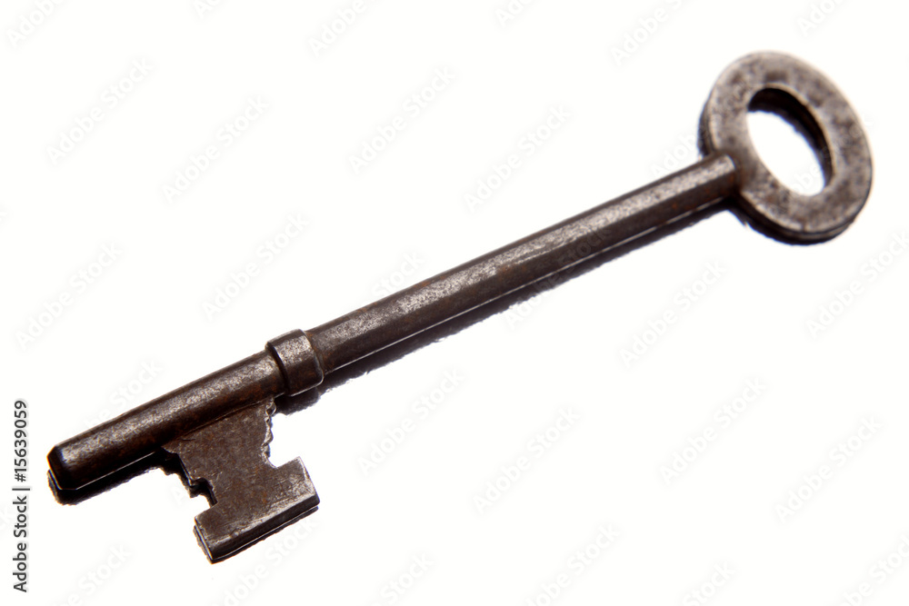 Door key on white background