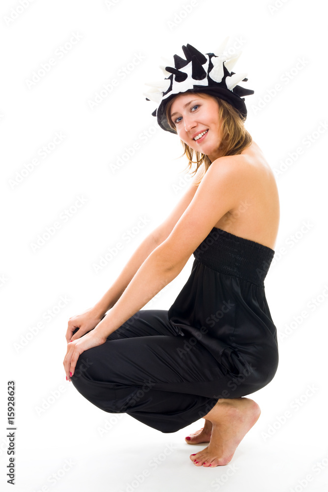 woman in fan fun hat