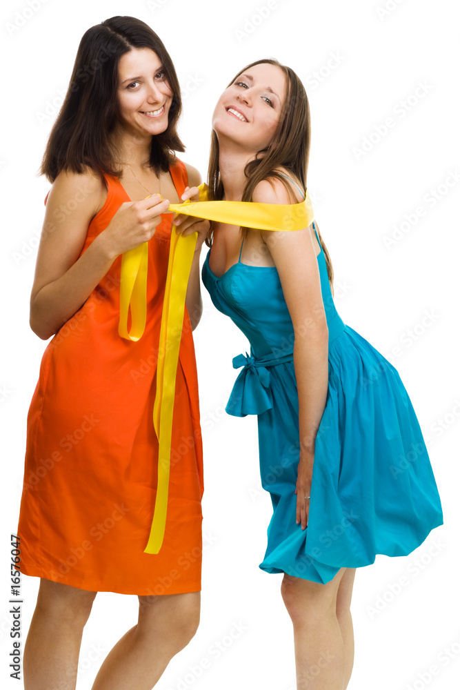 Two young women have fun