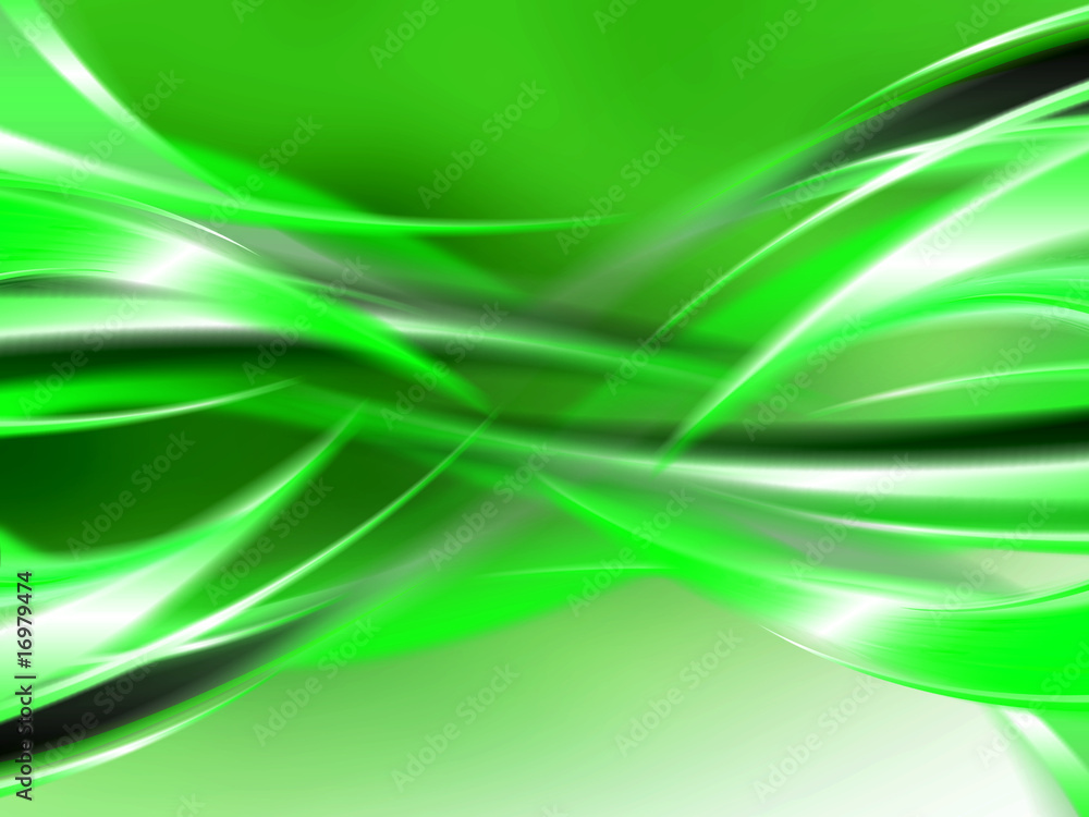 Abstract green Composition with lines and curves