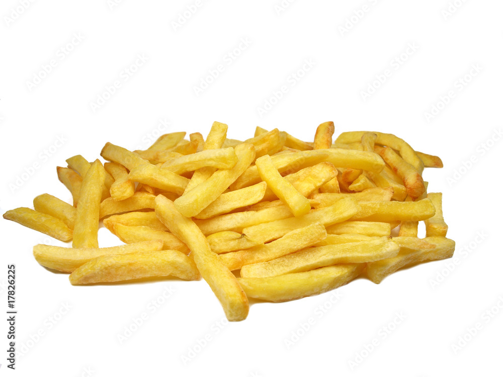 French fries on white background