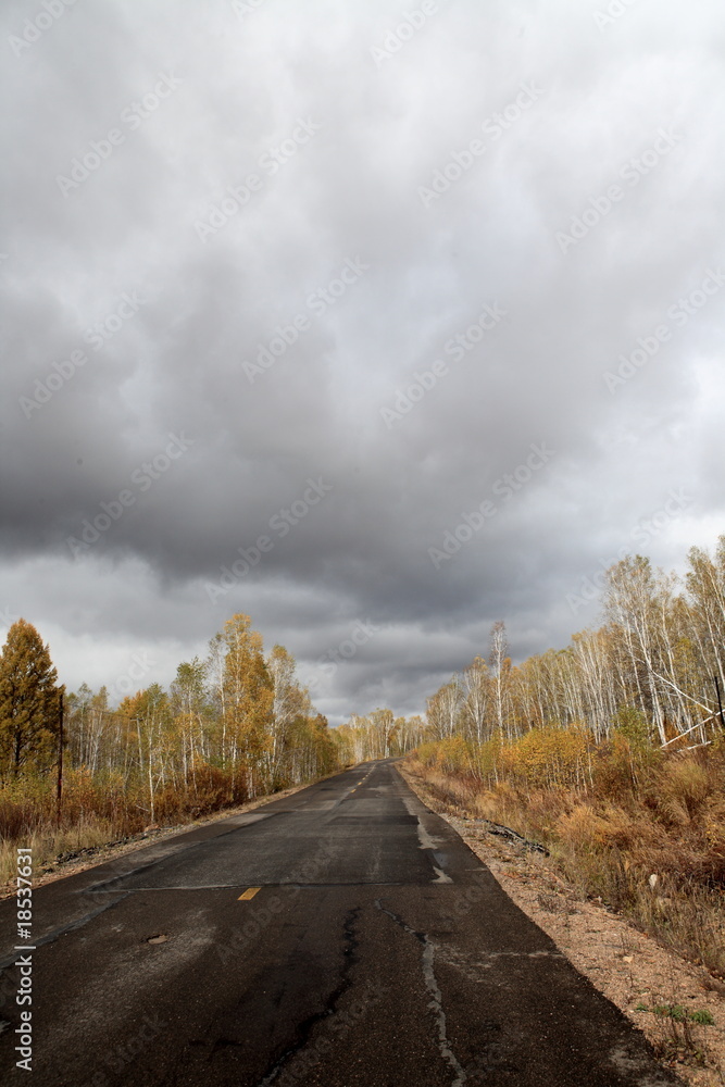 straight road vanishing into distance