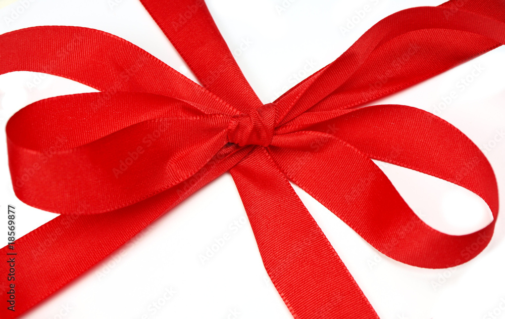 Red ribbon on white background