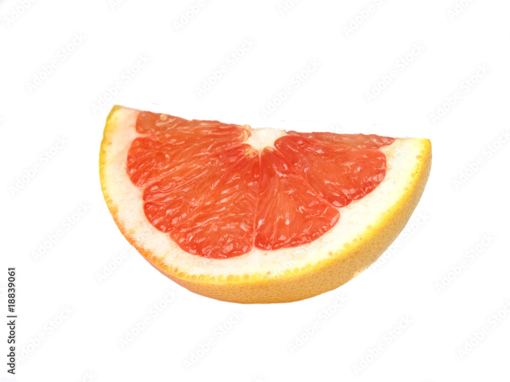 Grapefruit slice on white background