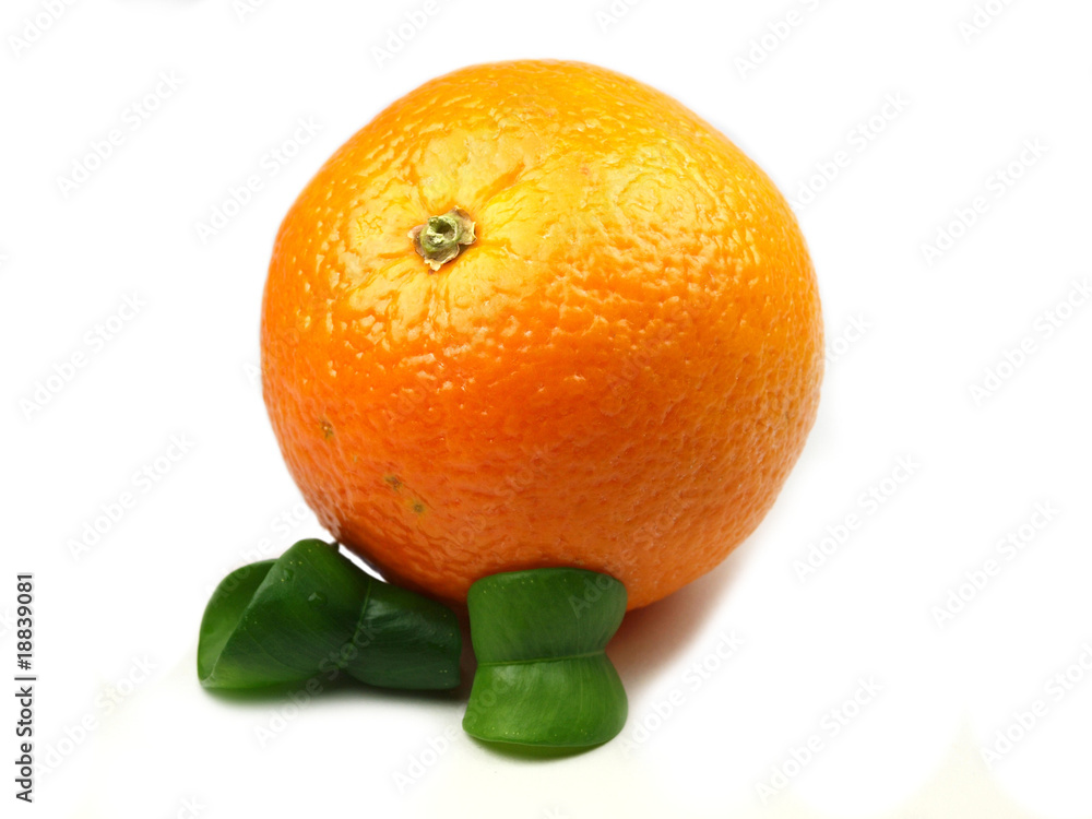 Orange on white background