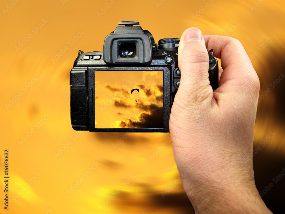 Dslr photographing of paraglide rider, blur background