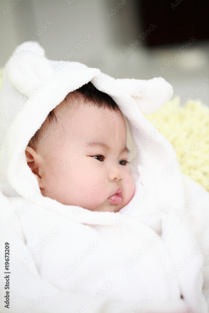 close up of cute asia baby