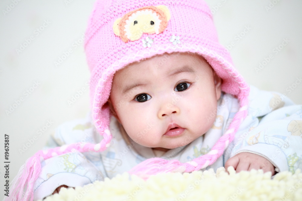 close up of cute asia baby