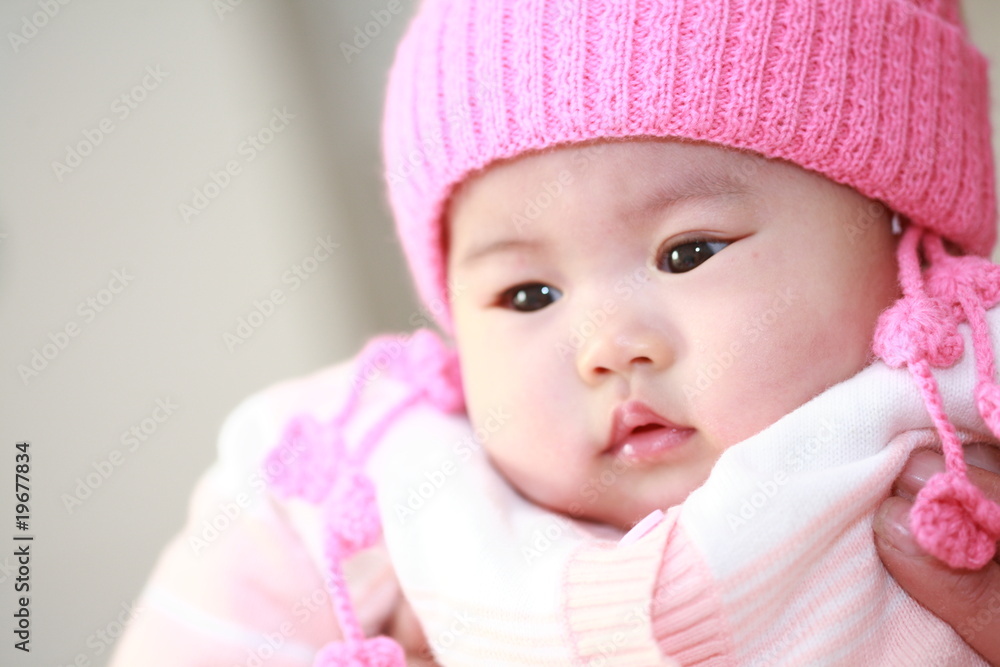 close up of cute asia baby