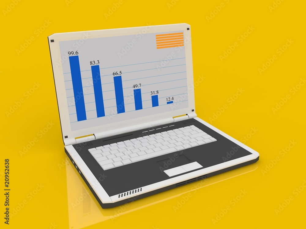 laptop computer with business diagram