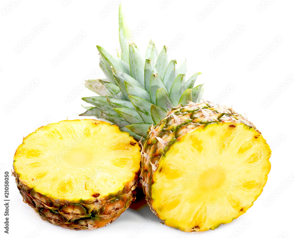 Sliced Pineapple isolated on white background