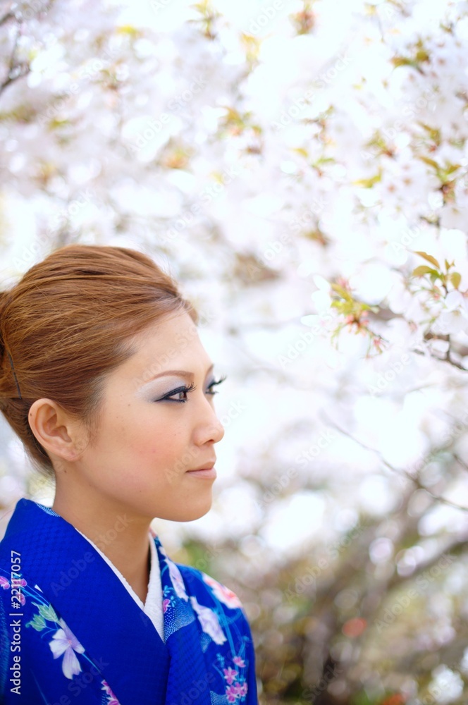 桜　着物　日本　女性