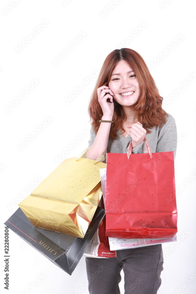 asian young girl with  shopping Bags