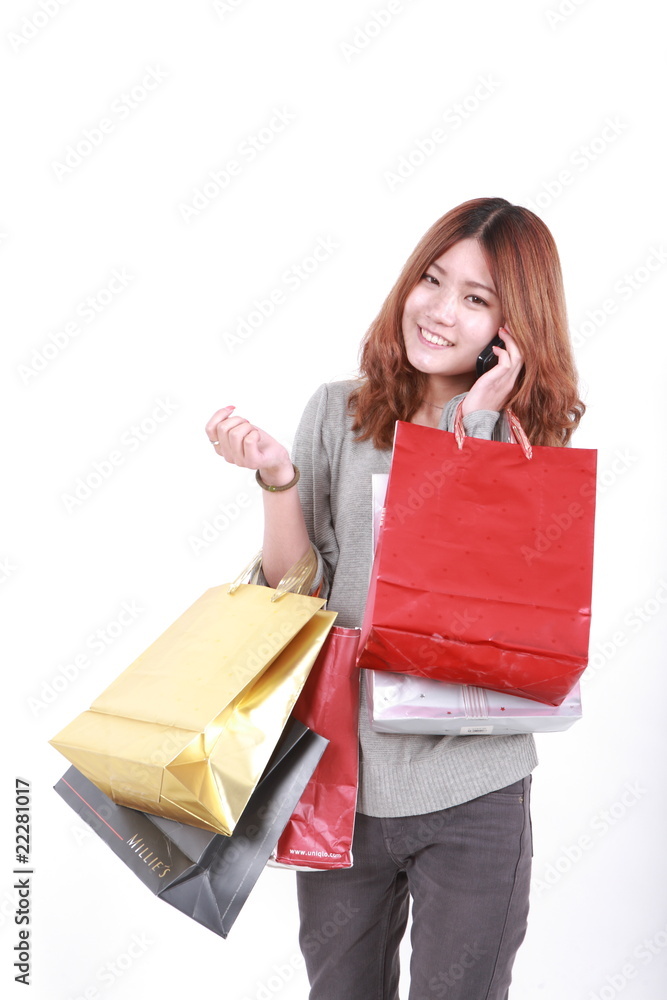 asian young girl with  shopping Bags