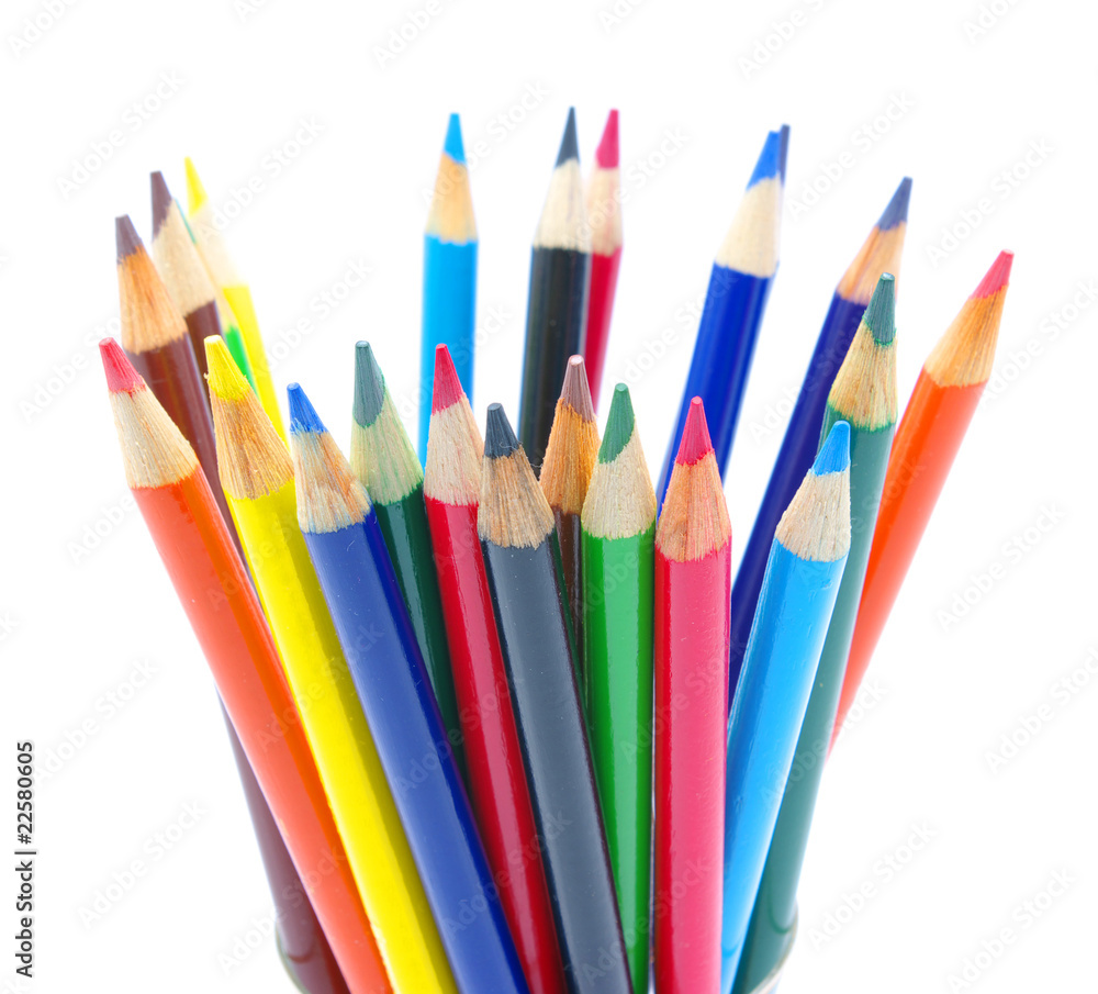 pencils  on a white