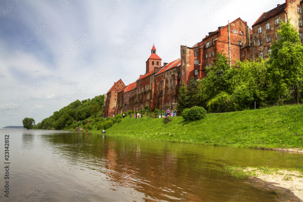 Alarm water level on Wisla river in Poland - Grudziadz