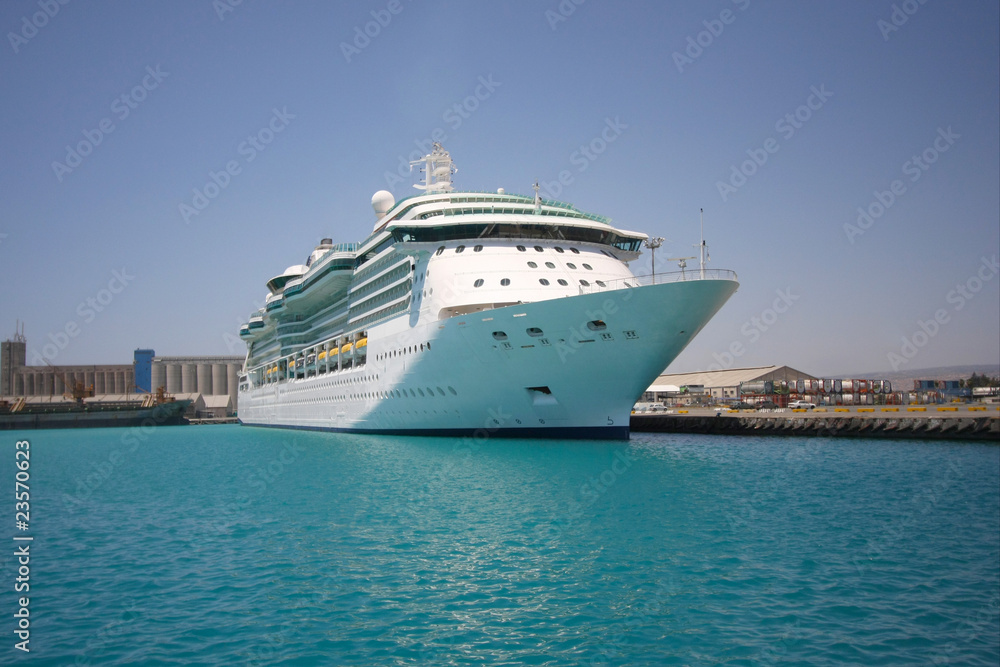 Cruise ship in a port.