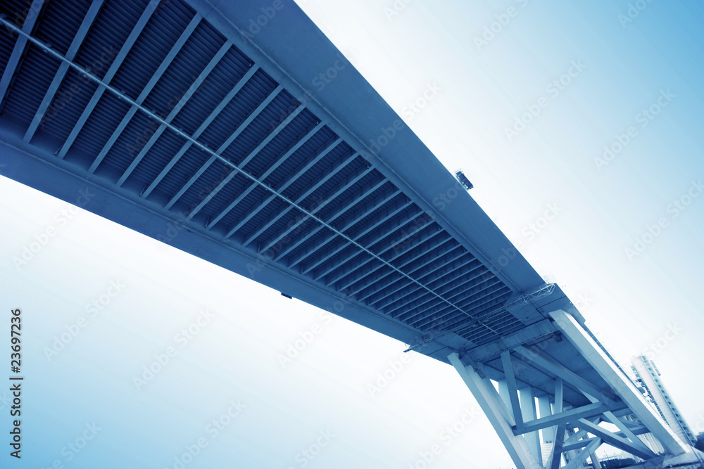 overpass on background of blue sky .