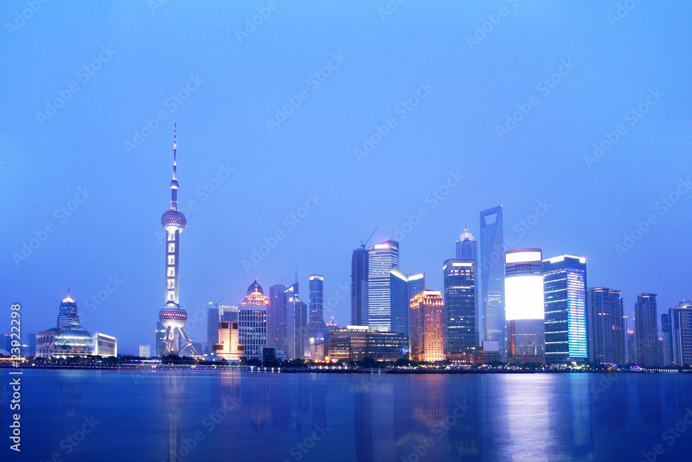 The beautiful night view of Shanghai,in  China