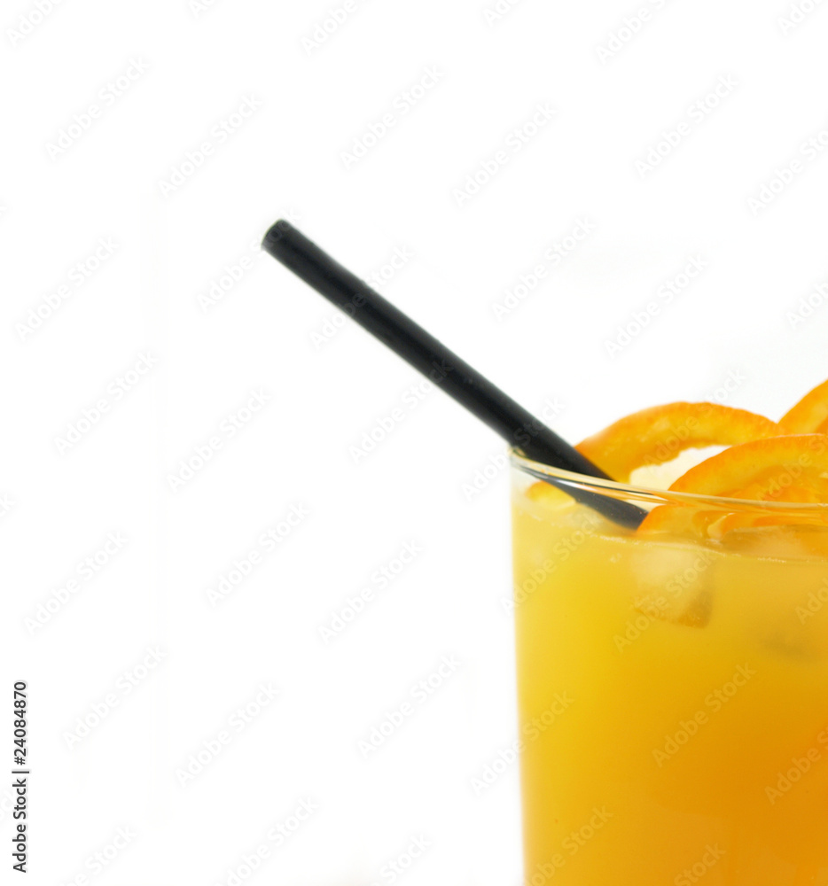 Orange drink on white background