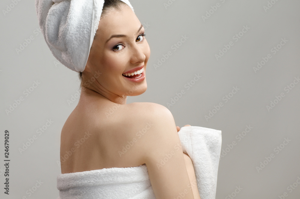 woman with bathtowel