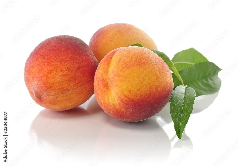 peaches with leaves