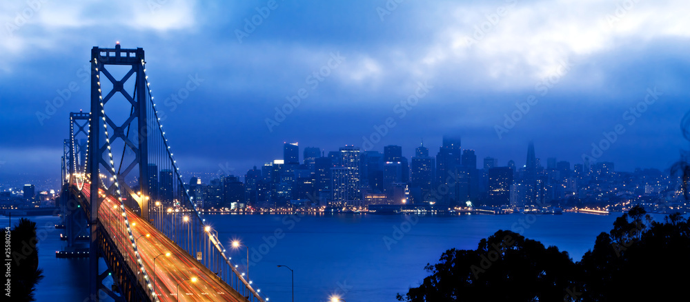 Bay Bridge and San Francisco panoramic view