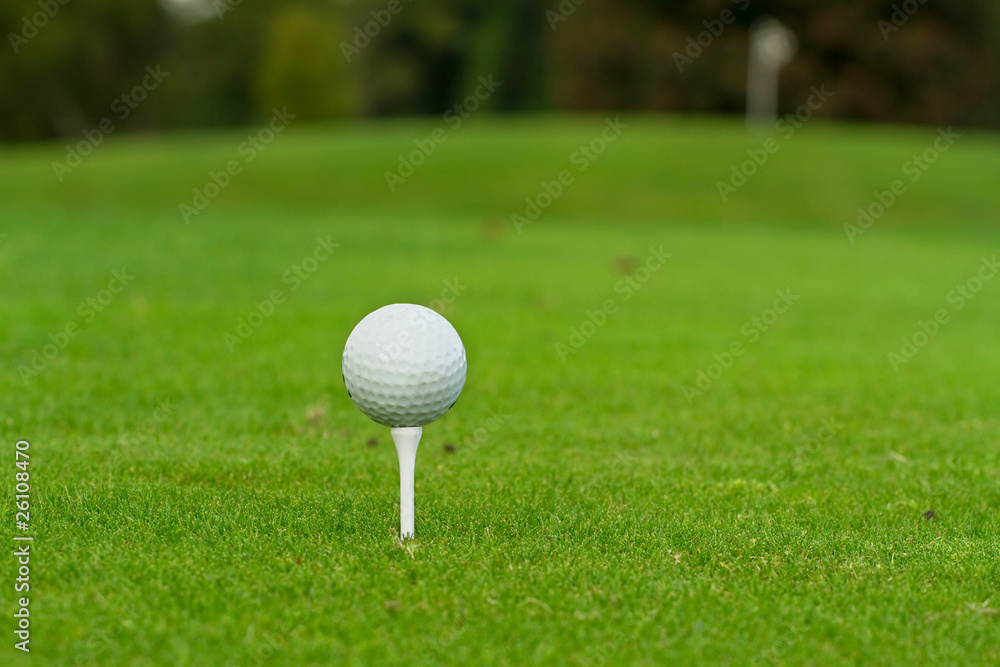 Golf ball on the tee