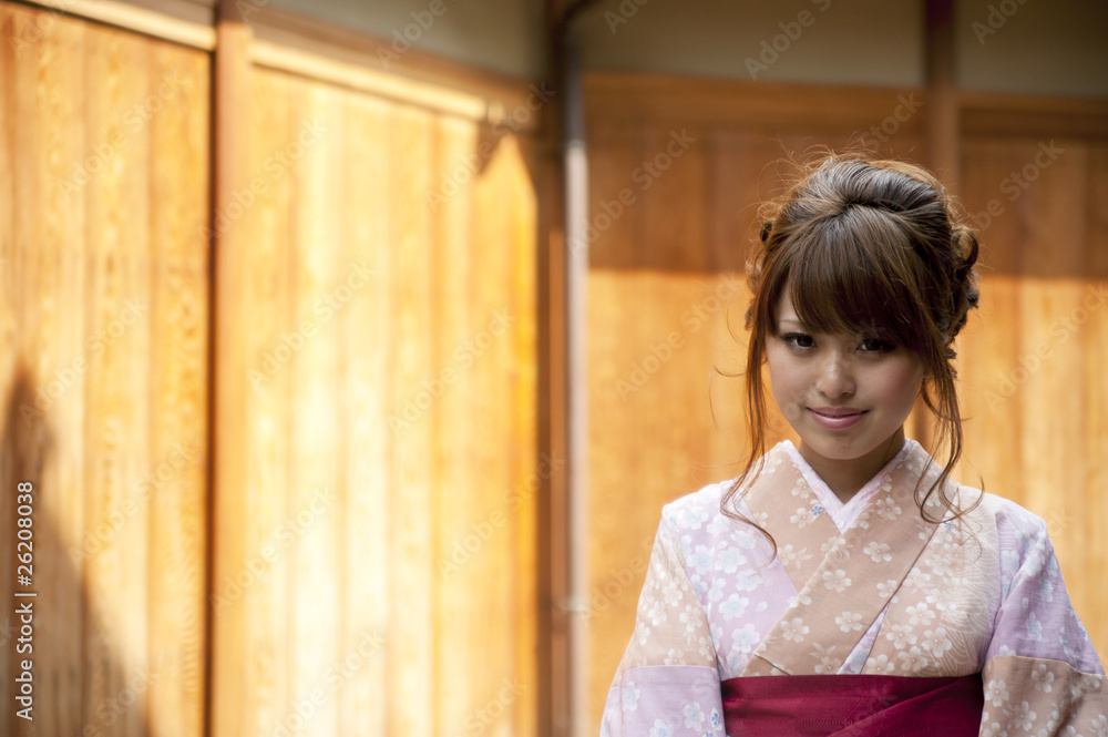 japanese kimono woman walking on the street