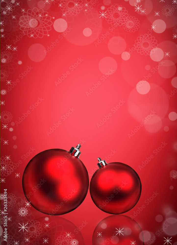 Christmas background with red glass balls