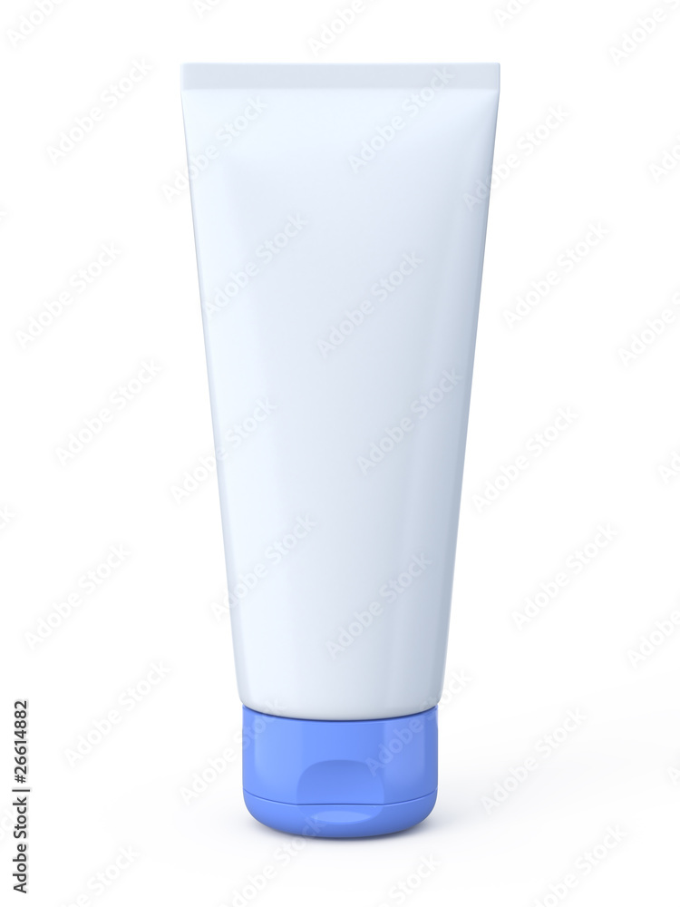 Blank packaging tube isolated on white.