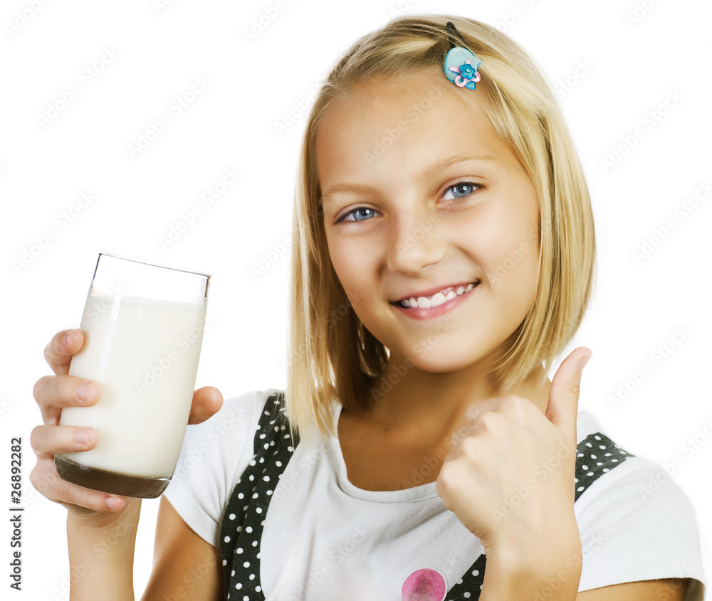 Little Girl Drinking Milk