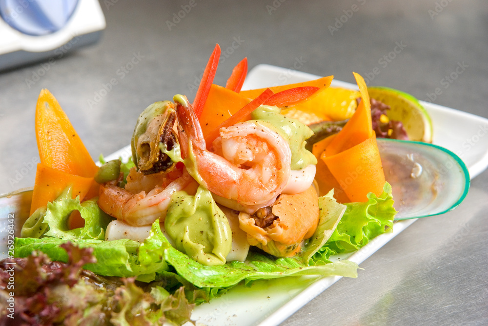 Seafood salad dish