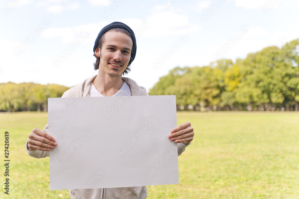 a portrait of young men has blank whiteboad