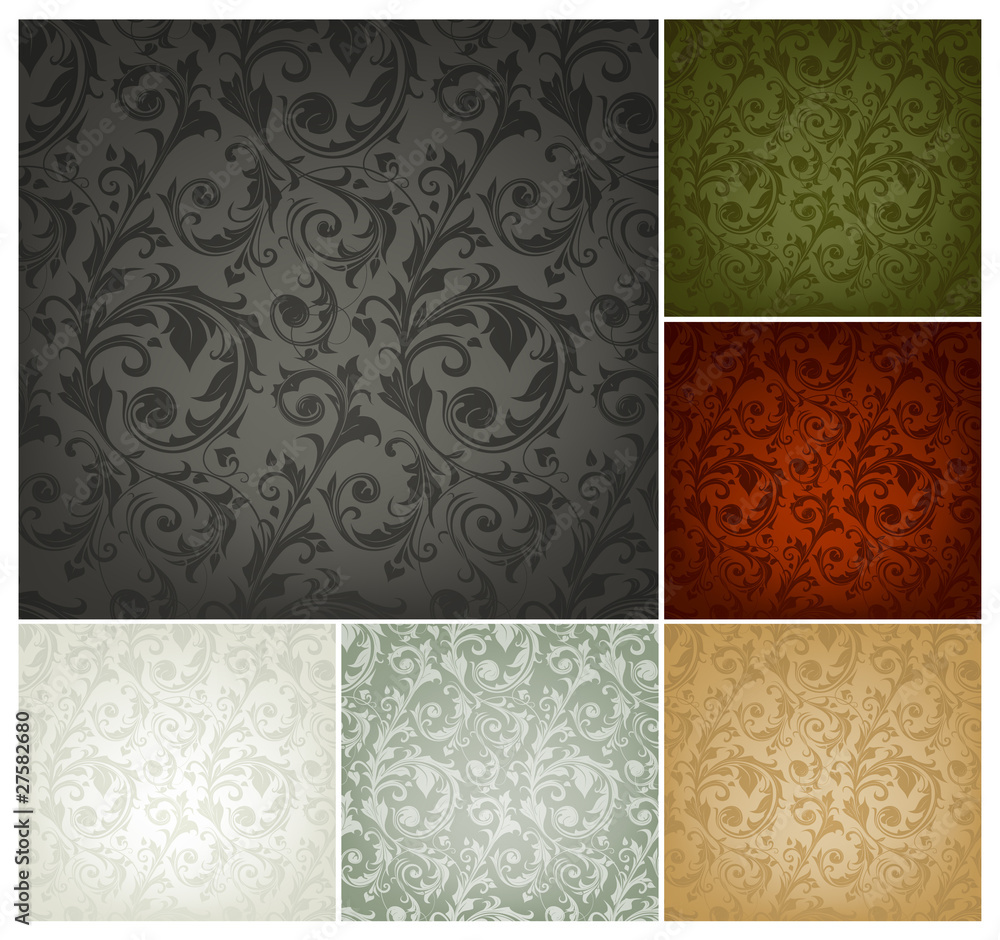 Seamless Wallpaper Pattern, set of six colors