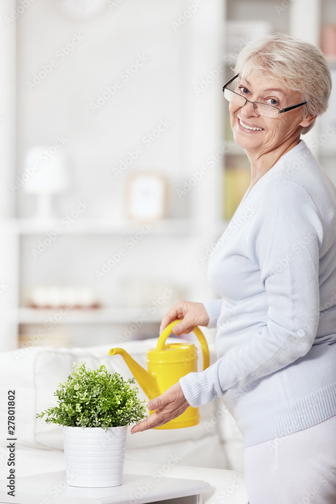 Watering flowers