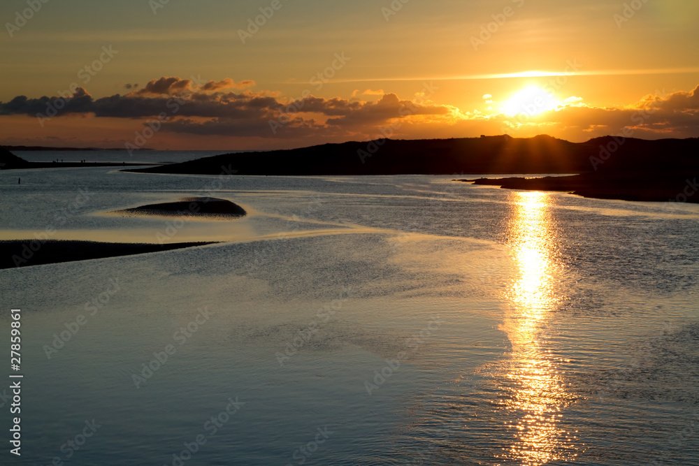 Irish sunset over the ocean