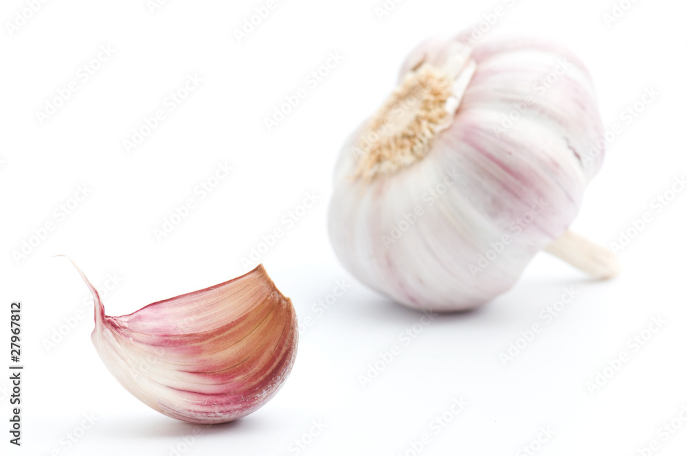 Garlic on a white background